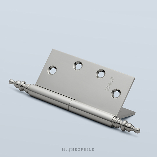 Round paumelle hinge to accept finial
