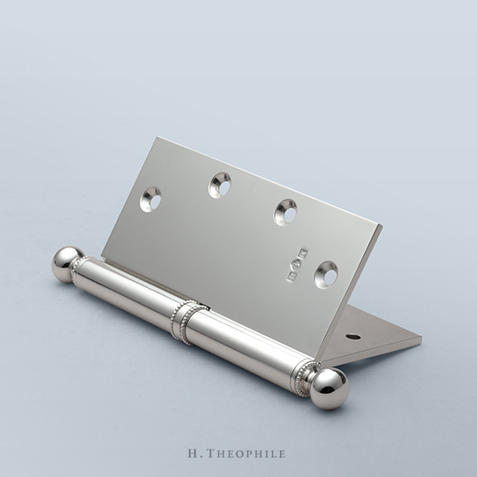 Round paumelle hinge to accept finial and washer