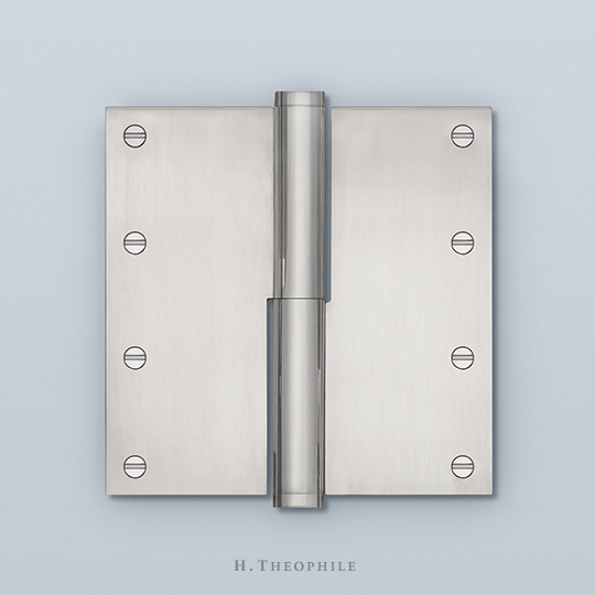 Round paumelle hinge to accept finial, with cover plate