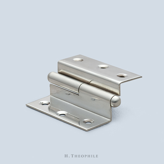 Round paumelle cabinet hinge with overlay arms to accept finial