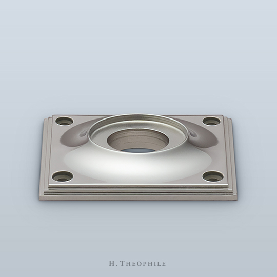 Triple-step square backplate with visible screws