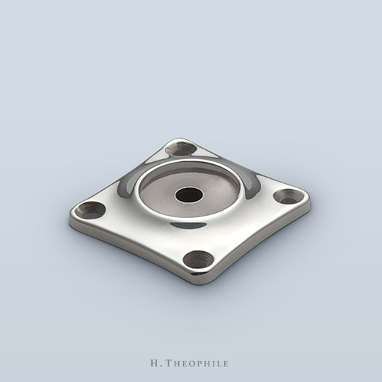 Interwar escutcheon with visible mounting screws