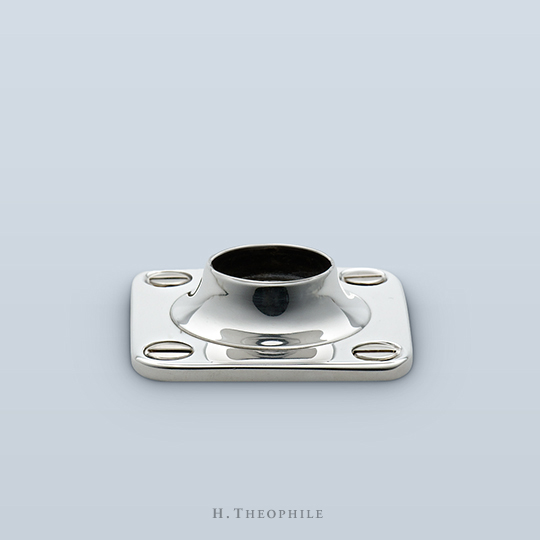 Square backplate with collar and defined seam, with visible screws