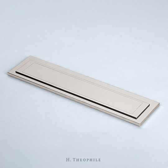 Push plate with offset incised line detail, 12" x 3"