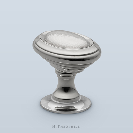 French oval knob with hammered surface