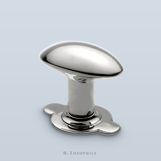 Elongated and flattened egg knob