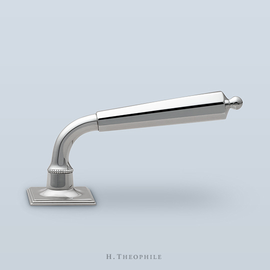 Lever with octagonal handle, beading, and rounded button