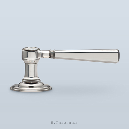 Neoclassical lever with knurled inset band and filigreed cap