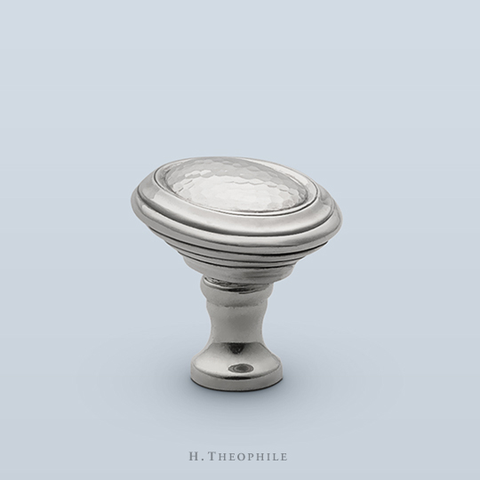 French oval cabinet pull with hammered surface