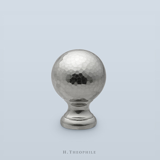 Traditional ball knob cabinet pull, hammered