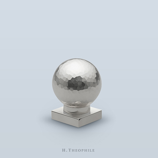 Hammered spherical cabinet pull with cylindrical shaft