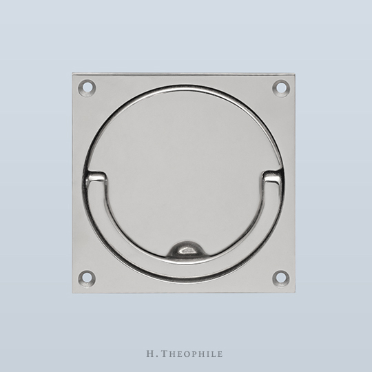 Square flush pull with half-round ring pull