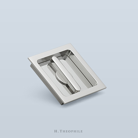 Square recessed pull with thumbturn