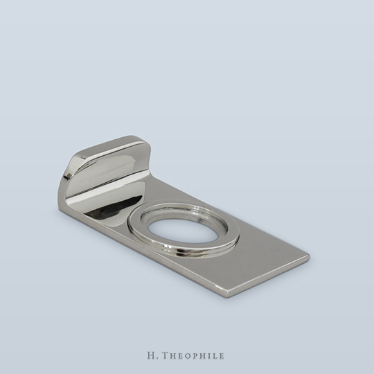 Escutcheon with integral edge pull, 3-1/2" x 2" x 1/8"