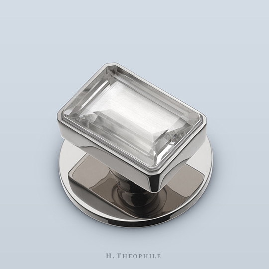 Rectangular rock crystal pull with corner chamfer, with shaft