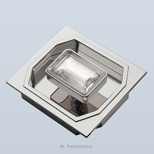 Rectangular rock crystal pull with corner chamfer, with shaft