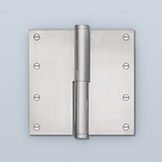Round paumelle hinge to accept finial, with cover plate