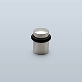Cylindrical floor mounted door stop with shallow dome