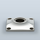 Square backplate with raised collar and visible screws