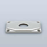 Rectangular backplate with octagonal step, visible screws