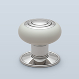 Corian knob with metal concentric circle center