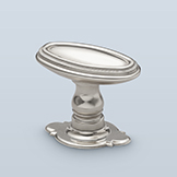 Oval knob with inset detail and knurled perimeter