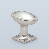 Antique oval knob with convex slope on face, and incised band above shaft