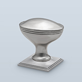 Oval knob with convex slope on face, three incised lines on side
