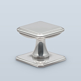 Antique square knob with flat, stepped face and clipped corners