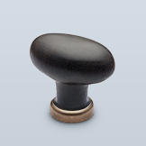 Antique wooden egg knob with brass collar base