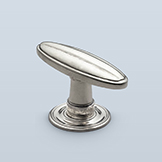 Oval knob with domed face and stepped edge