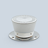 Flare knob with Greek key motif
