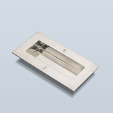 Rectangular recessed pull with visible screws