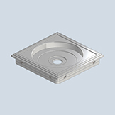 Square recessed pull with triple step frame and round recess