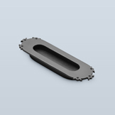 Oval racetrack pull with leafed rim and visible screws