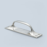 Offset pull with integrated backplate, visible screws
