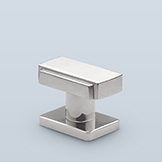 Rectangular deco cabinet pull with cylindrical shaft