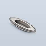Oval recessed pull with graduated beading