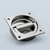 Ring pull with square recessed pull, visible screws