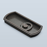 Arched recessed pull with straight sides and single-stepped edging