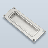 Recessed pull with inner edge detail and visible screws