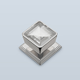 Square rock crystal pull with chamfer on corners and minimal shaft