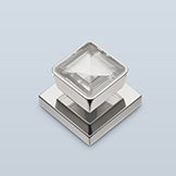 Square rock crystal pull with chamfer on corners and minimal shaft