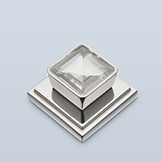 Square rock crystal pull with chamfer on corners and minimal shaft