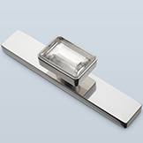 Rectangular rock crystal pull with corner chamfer, with shaft