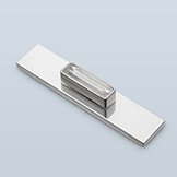 Rectangular rock crystal pull with small chamfer on corners, minimal shaft