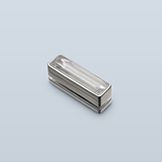 Rectangular rock crystal pull with small chamfer on corners, minimal shaft